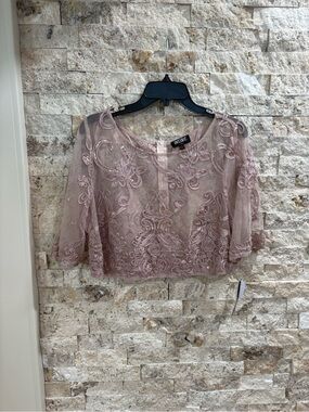 XOXO Dusty Rose Embroidered Lace Overlay Blouse size 12
